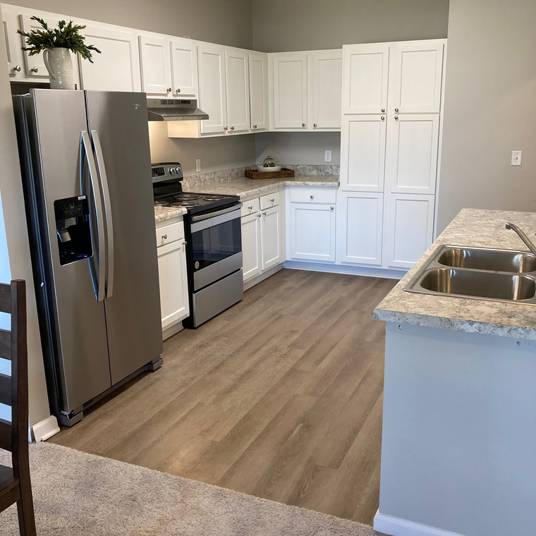 Kitchen with stainless steel appliances